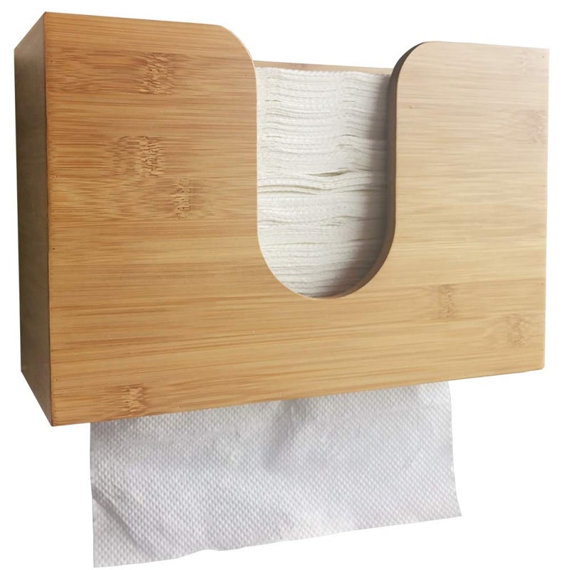 Sooyee Paper Towel Dispenser Wall Mount,Bamboo Trifold Paper Towel Dispenser Countertop,Paper Towel Holder for Bathroom,Kitchen, Office,Toilet - Image 2
